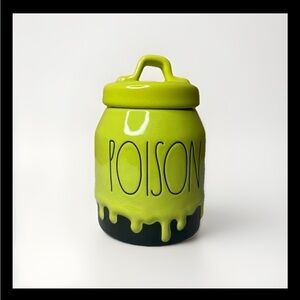 Rae Dunn Poison Halloween Small Black Canister with dripping green poison NEW